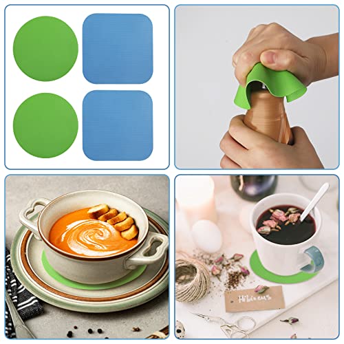 LUTER 4pcs Jar Opener Gripper Pads, Rubber Jar Grippers Multi-function Jar Opener for Seniors with Arthritis Weak Hands Kitchen Coasters(Light Blue, Green) - Image 2